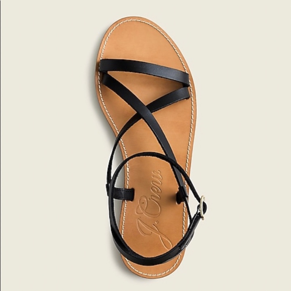 NIB J.Crew Flat Strappy Sandals - Vachetta Leather - Picture 2 of 3